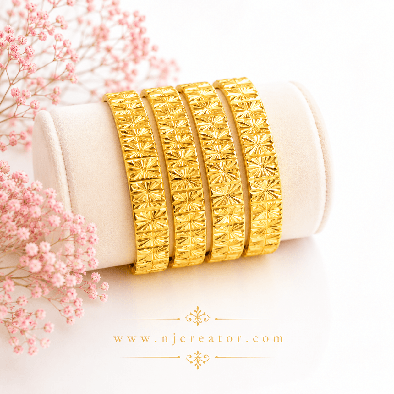 B206 | 24k Gold Plated Indian style Bangles | Set of four | B205 | (2.4 as per Indian Jewelers ) only one Size 2.3inch inside Diameter