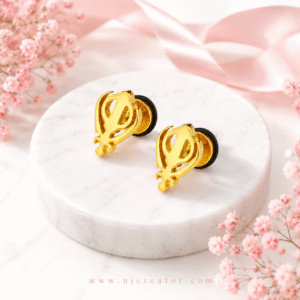 Khanda Stud Earrings | Gold Plated Sikh Symbol Earrings | NJ Creator