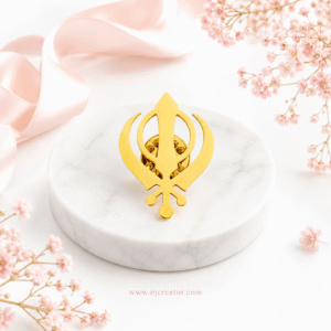 "Kh005" Khanda Cuff Charm | 18K Gold Plated Sikh Symbol Jewelry Charm | NJ Creator