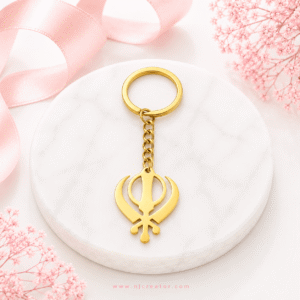 Khanda Keychain | Car orTruck Hanging | Gold Plated Sikh Symbol Keychain | NJ Creator Car | Truck Hanging |