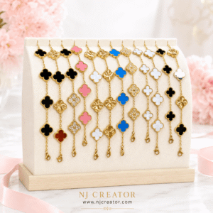 Van_Cleef Inspired Quiet Luxury Statement Bracelet | 18k Gold plated | Colors options White, Pink, Blue, Gold , Gold stone, Black  Anti Tarnish - Waterproof | The “She Knows Her Worth” Bracelets