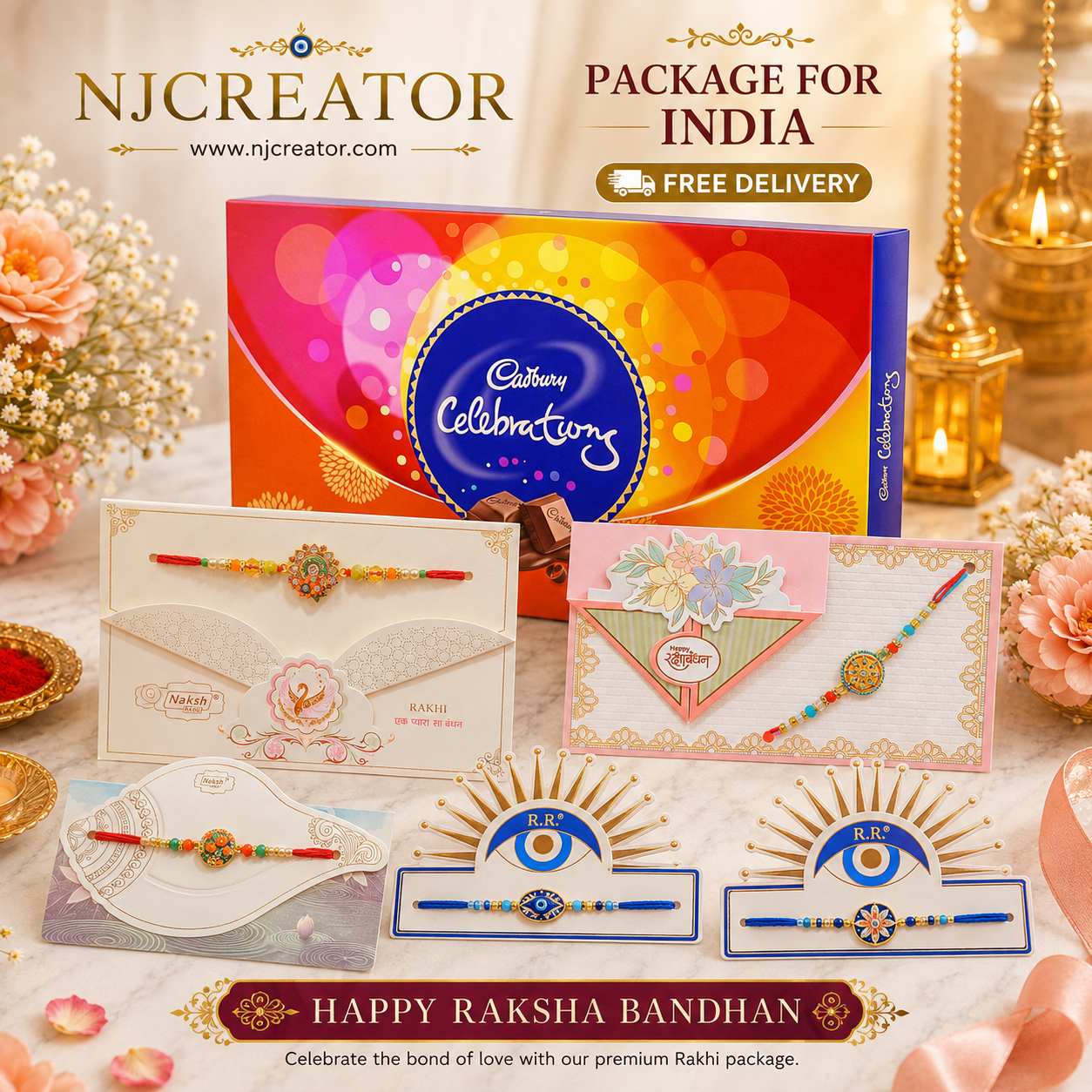 " India RAKHDI Pack 05" Sohna Veer Rakhdi Chocolate Gift Hamper with INDIA ONLY - FREE DELIVERY TO INDIA - Image 2