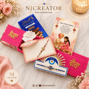 "PACK128" Beautifully packed Rakhi Package with chocolate box and 2 Rakhdi and card for your Brother