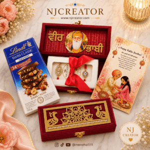 "PACK129" Beautifully packed Rakhi Package with chocolate box and 2 Rakhdi and card for your Brother