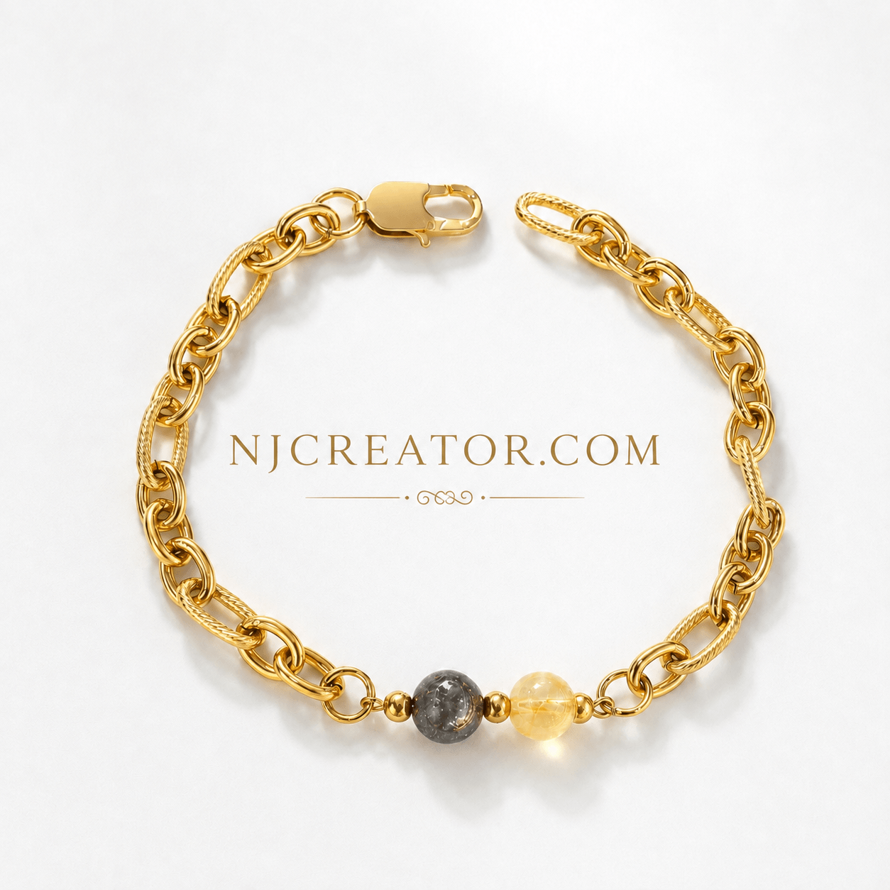 Citrine and Pyrite bracelet | 18k Gold Plated Bracelet Anti- Tarnish | Waterproof Chain - Financial abundance and Money magnet