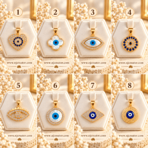 NJ-GP-002 | 18K Gold-Plated Evil Eye Pendants | Long lasting Quality with proper Care | Protection Charms | NJ Creator