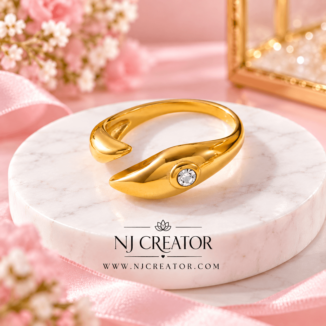 "R0051" | 18K Gold-Plated Anti-Tarnish Ring | Two Size 8 and 9