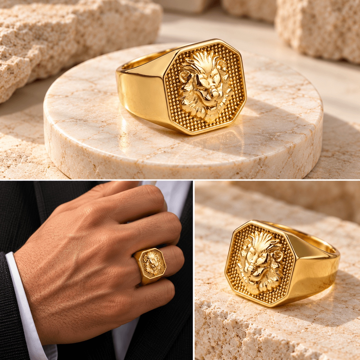 "R0055" | 24K Gold-Plated Anti-Tarnish Ring , Everyday wear and waterproof